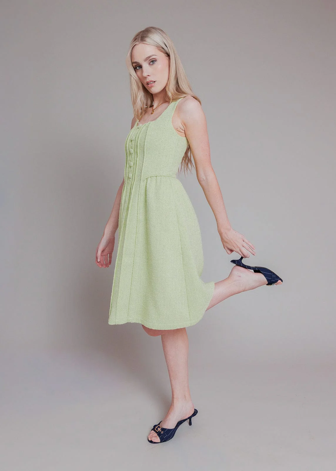 Waldorf Tweed Boucle Dress - Green - Image 12