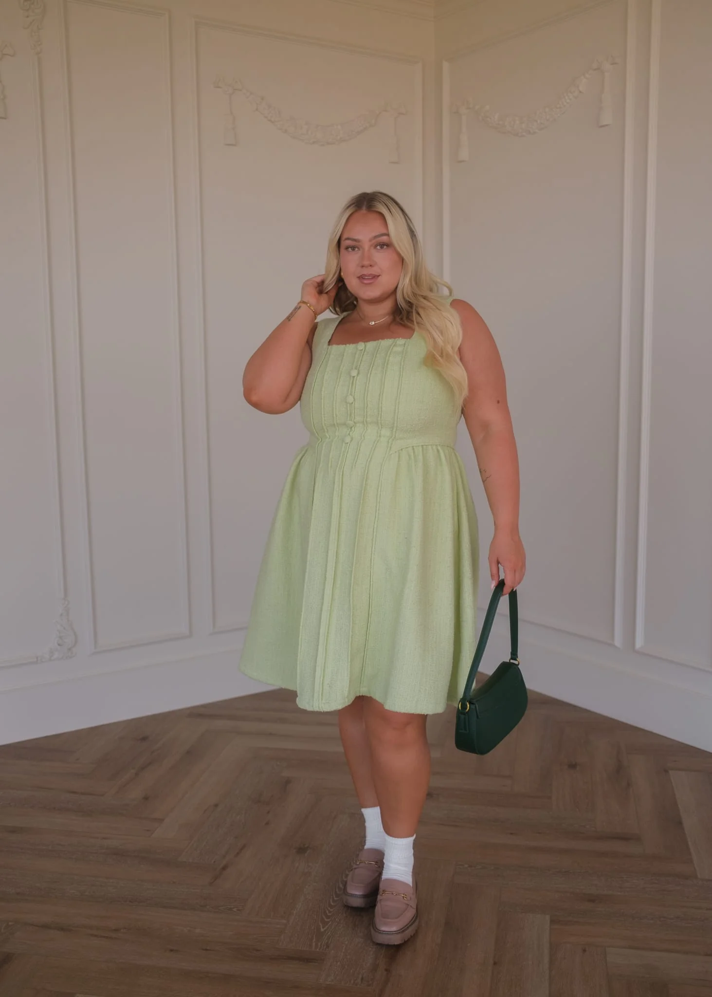 Waldorf Tweed Boucle Dress - Green - Image 5