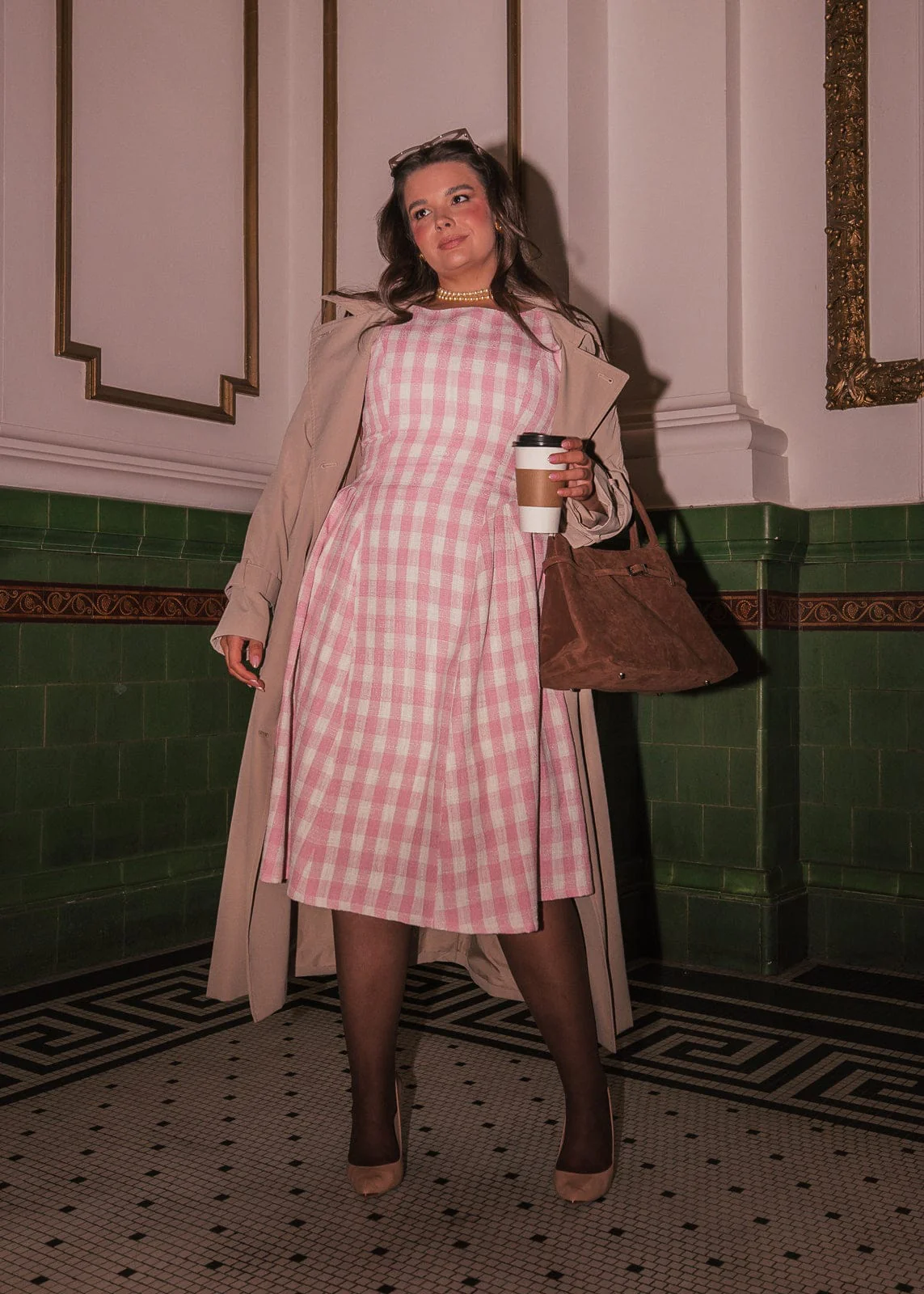 Elle Drop Waist Gingham Dress - Pink - Image 11