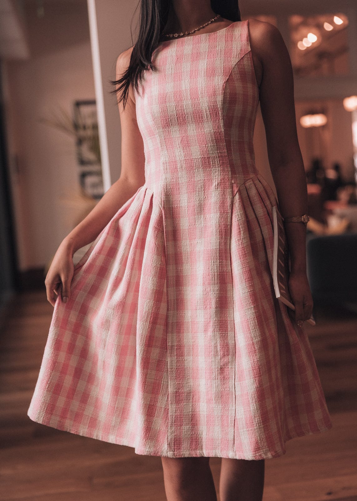 Elle Drop Waist Gingham Dress - Pink - Image 15