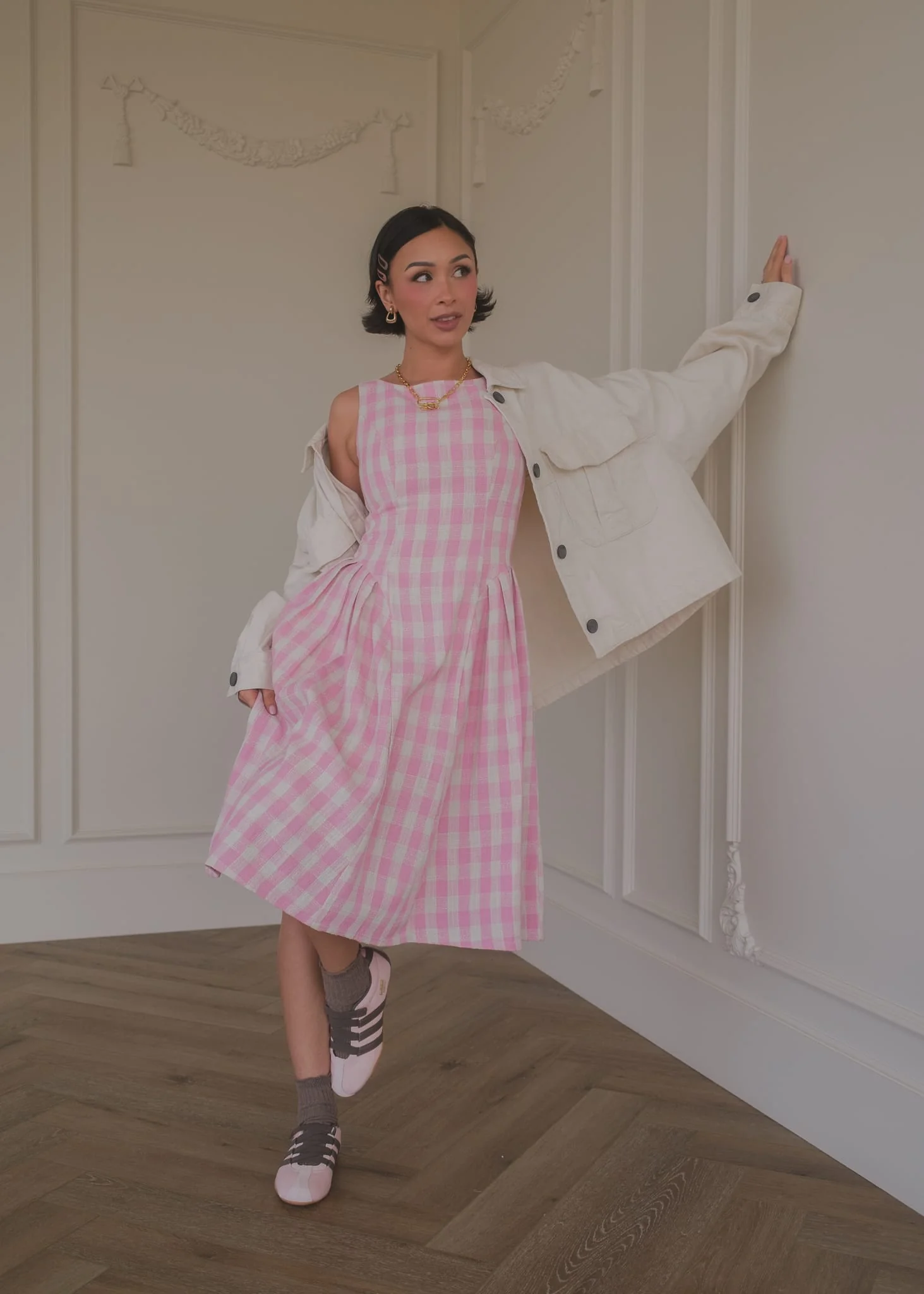 Elle Drop Waist Gingham Dress - Pink - Image 3