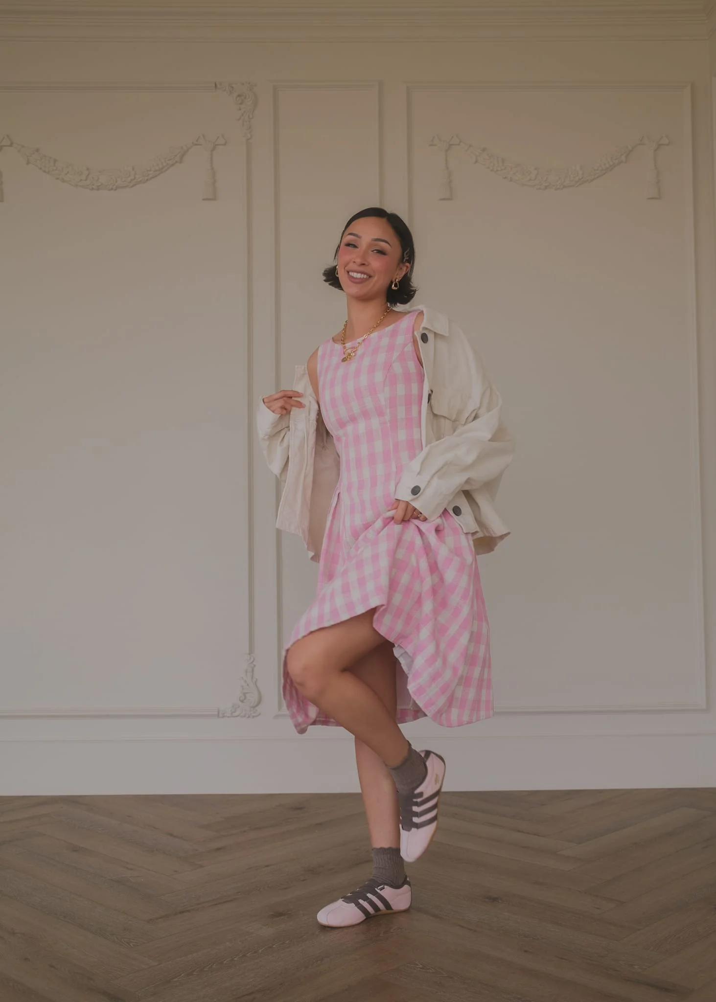 Elle Drop Waist Gingham Dress - Pink - Image 5
