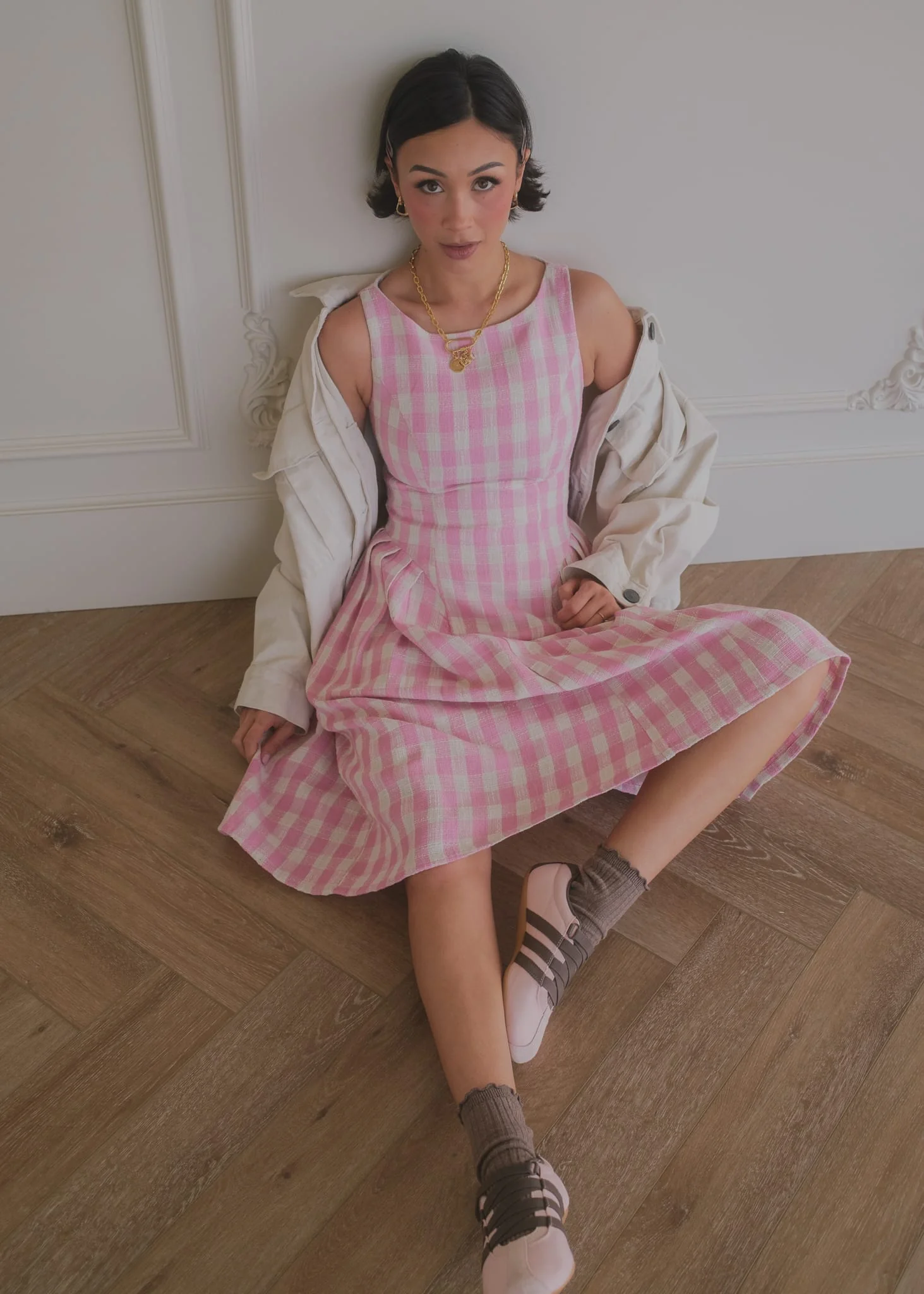 Elle Drop Waist Gingham Dress - Pink - Image 6