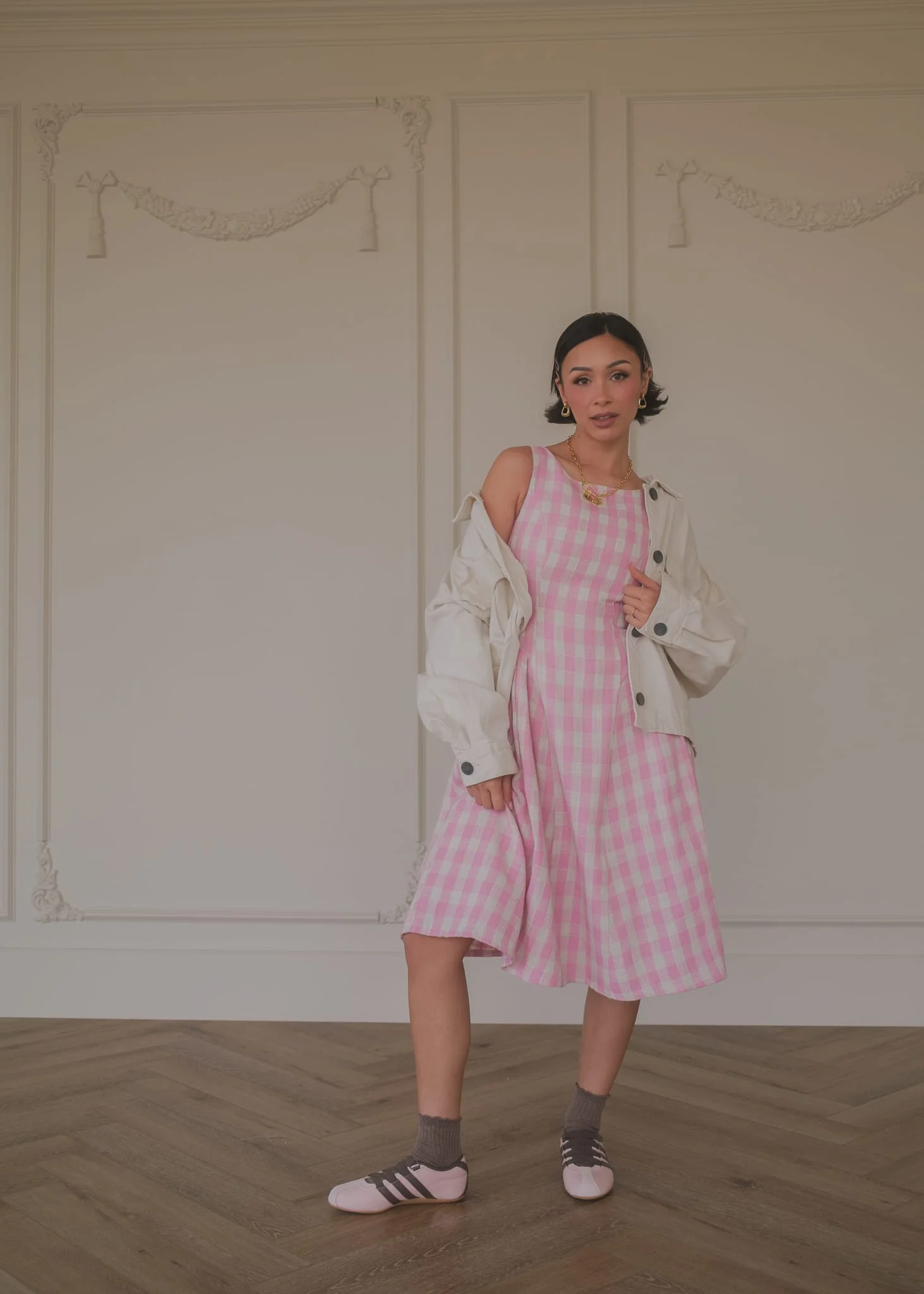 Elle Drop Waist Gingham Dress - Pink - Image 9