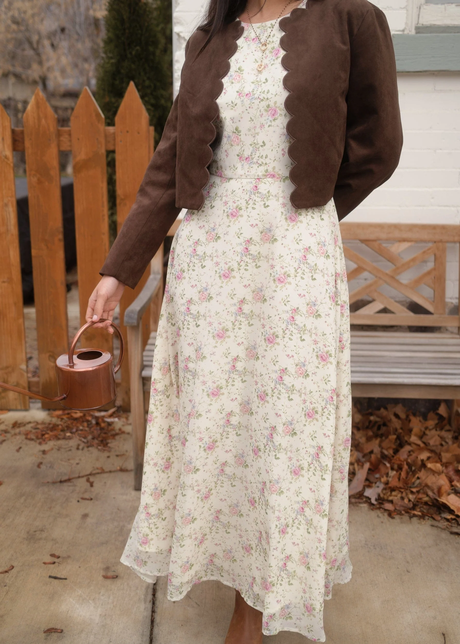 Elodie A-line Floral Midi Dress - Cream - Image 7