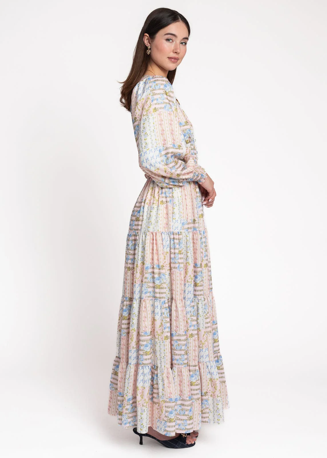 Garden Rose Patchwork Maxi Dress - Pink - Image 6
