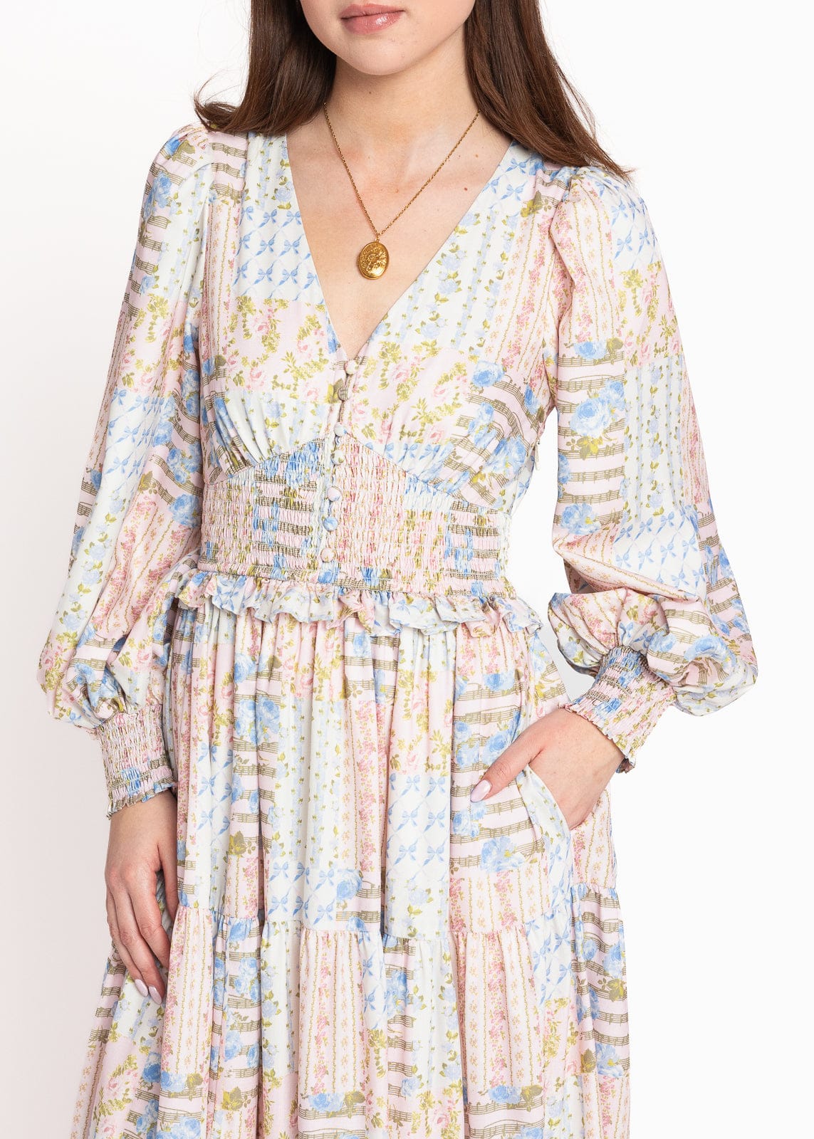 Garden Rose Patchwork Maxi Dress - Pink - Image 7