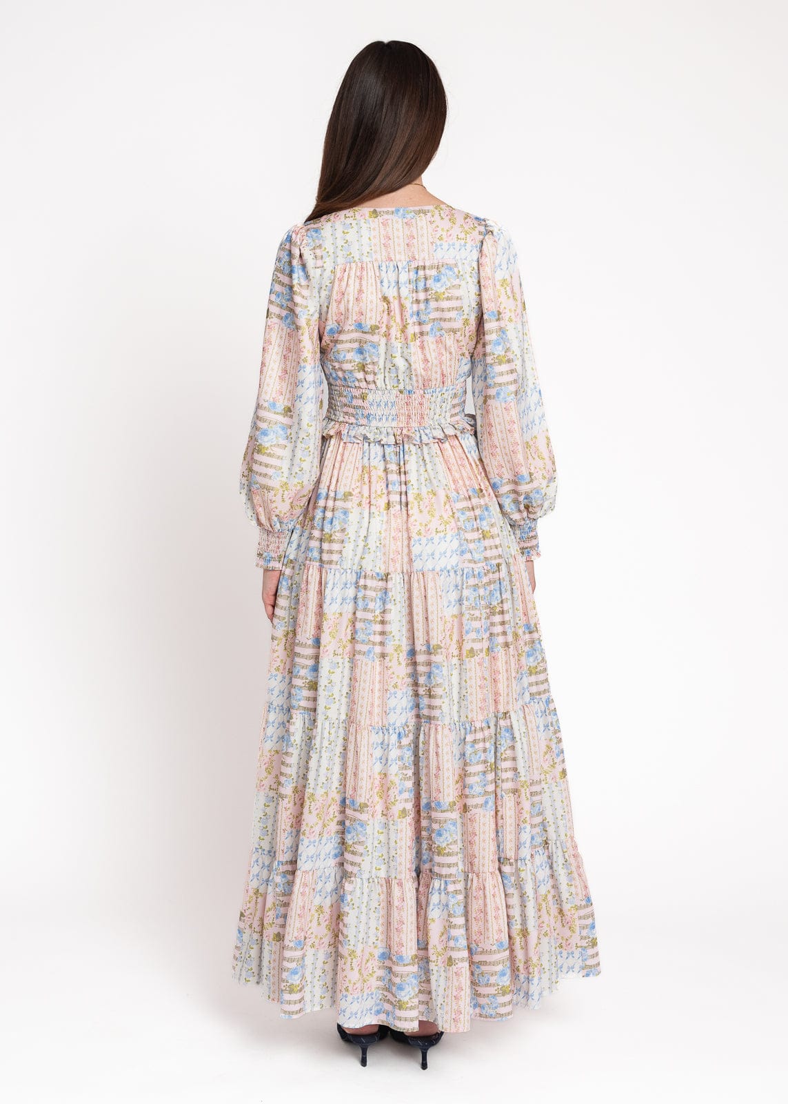 Garden Rose Patchwork Maxi Dress - Pink - Image 8