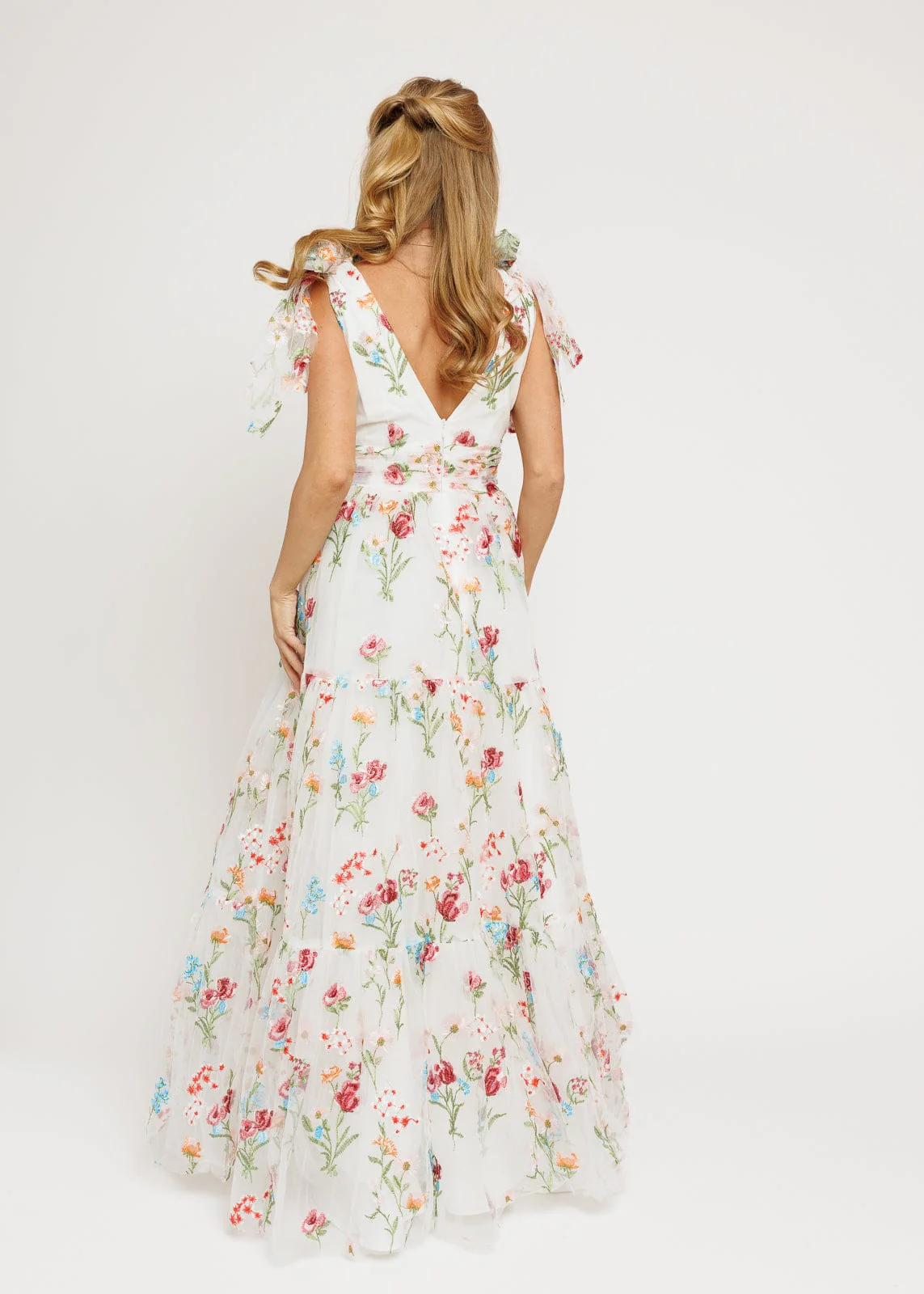 Margaret Floral Embroidered Maxi Wedding Dress - Image 6