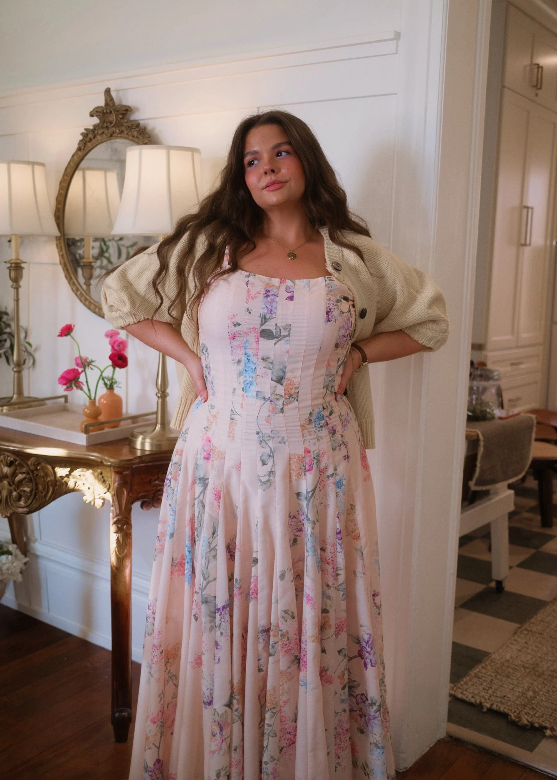 Monet Floral Seamed Maxi Dress - Image 9