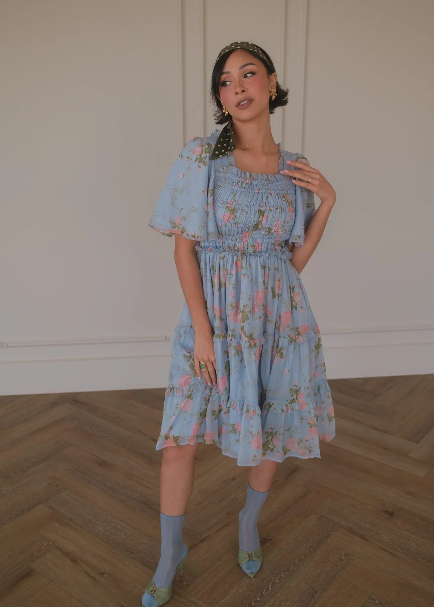 Siena Blue Floral Dress - Image 10