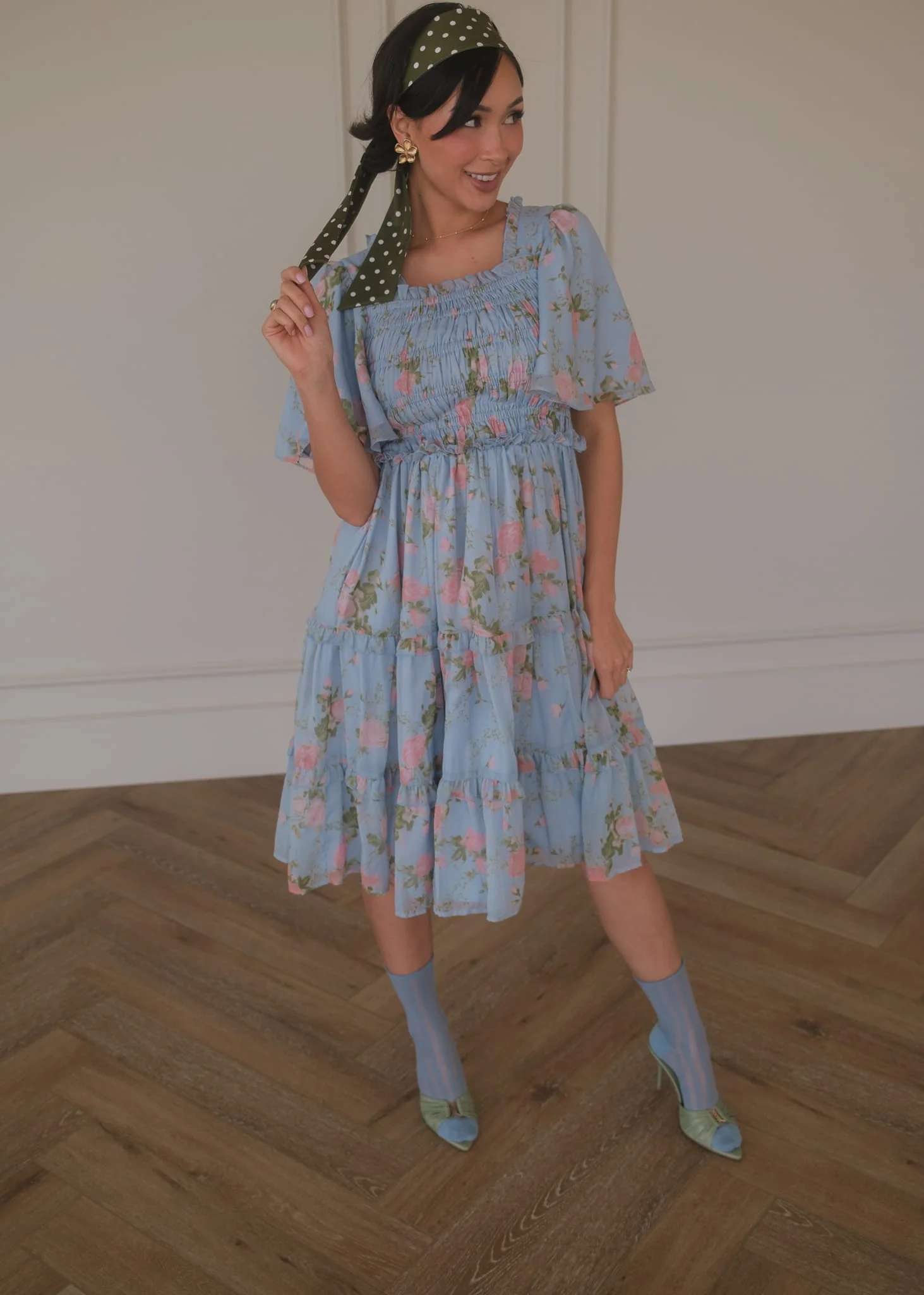 Siena Blue Floral Dress - Image 13
