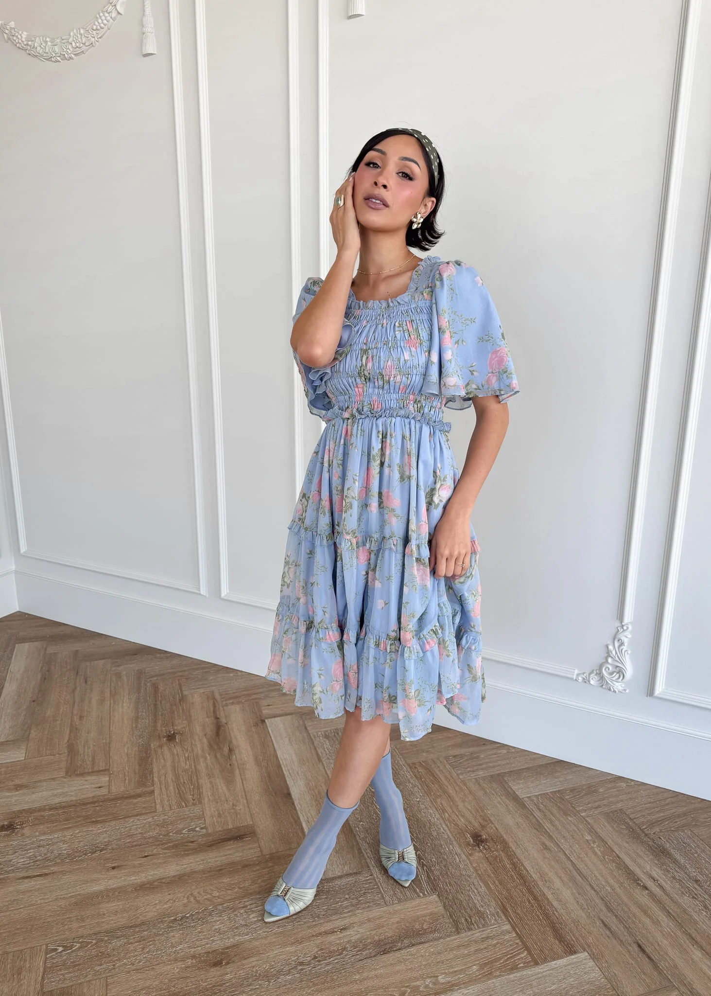 Siena Blue Floral Dress - Image 16