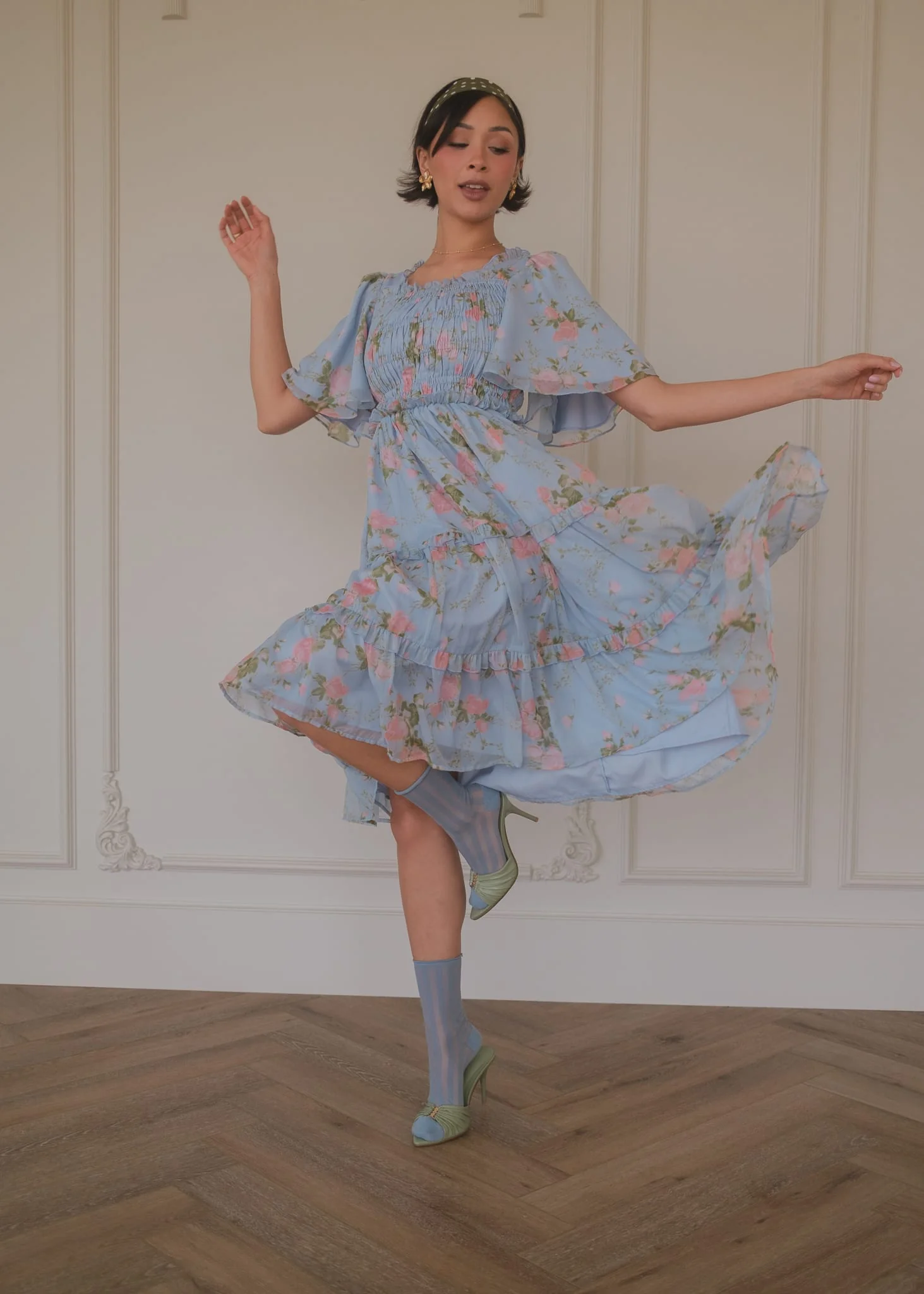 Siena Blue Floral Dress - Image 6