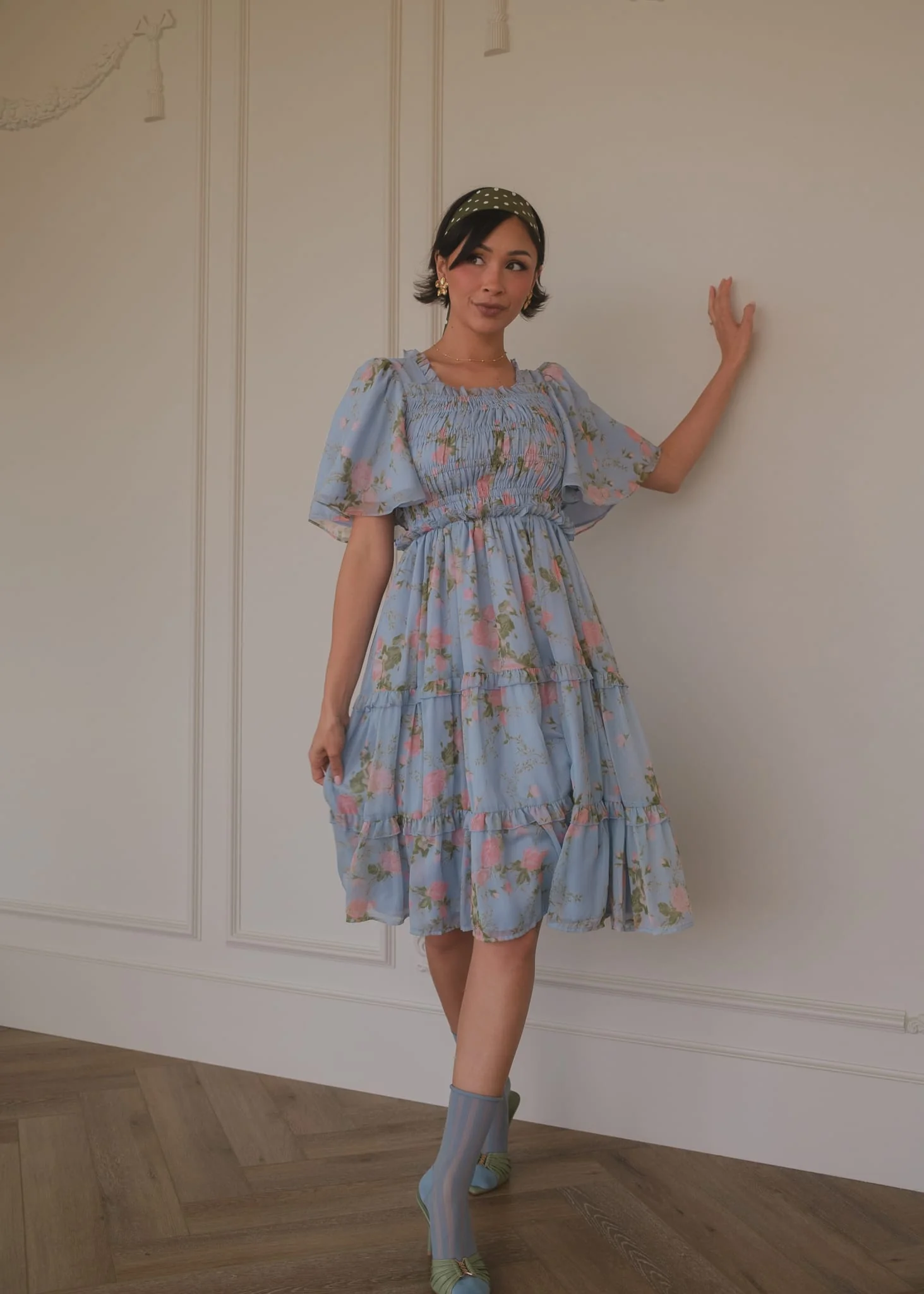 Siena Blue Floral Dress - Image 8