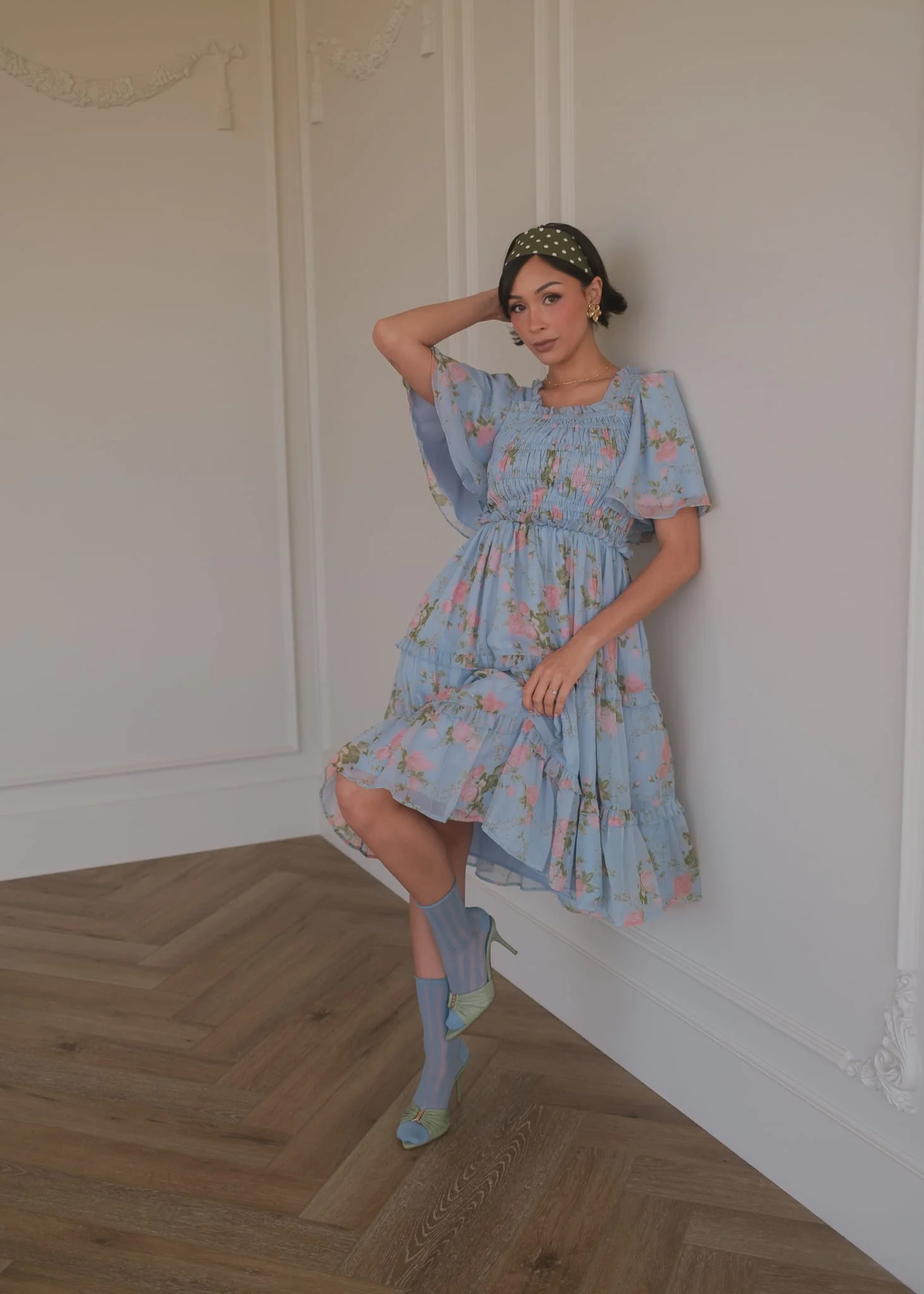 Siena Blue Floral Dress - Image 9